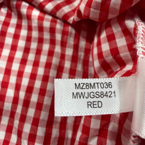 Marc New York Andrew Marc Red Gingham Embroidered Bell Sleeve Top Womens‎ XL - Picture 6 of 10